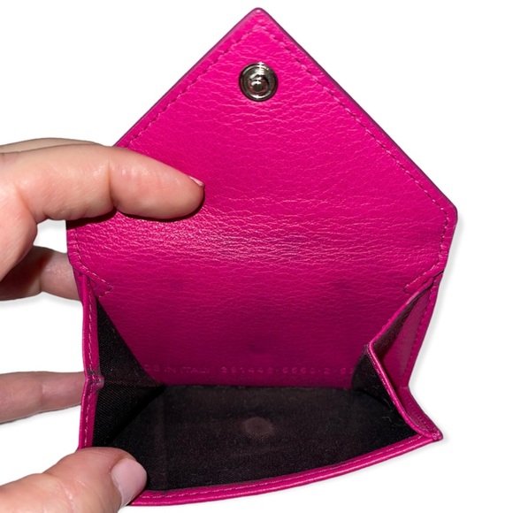 BALENCIAGA Mini Papier Wallet Pink Leather Trifold Envelope Wallet Dust Bag Box - Picture 8 of 14